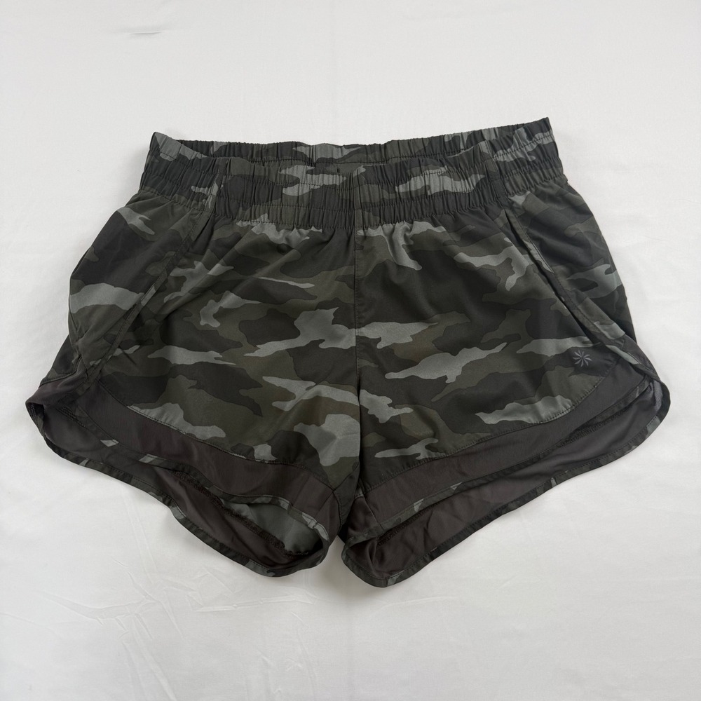 ATHLETA Printed Mesh Racer Run‎ Shorts 4" Camo Athletic Gym Workout Women Size S